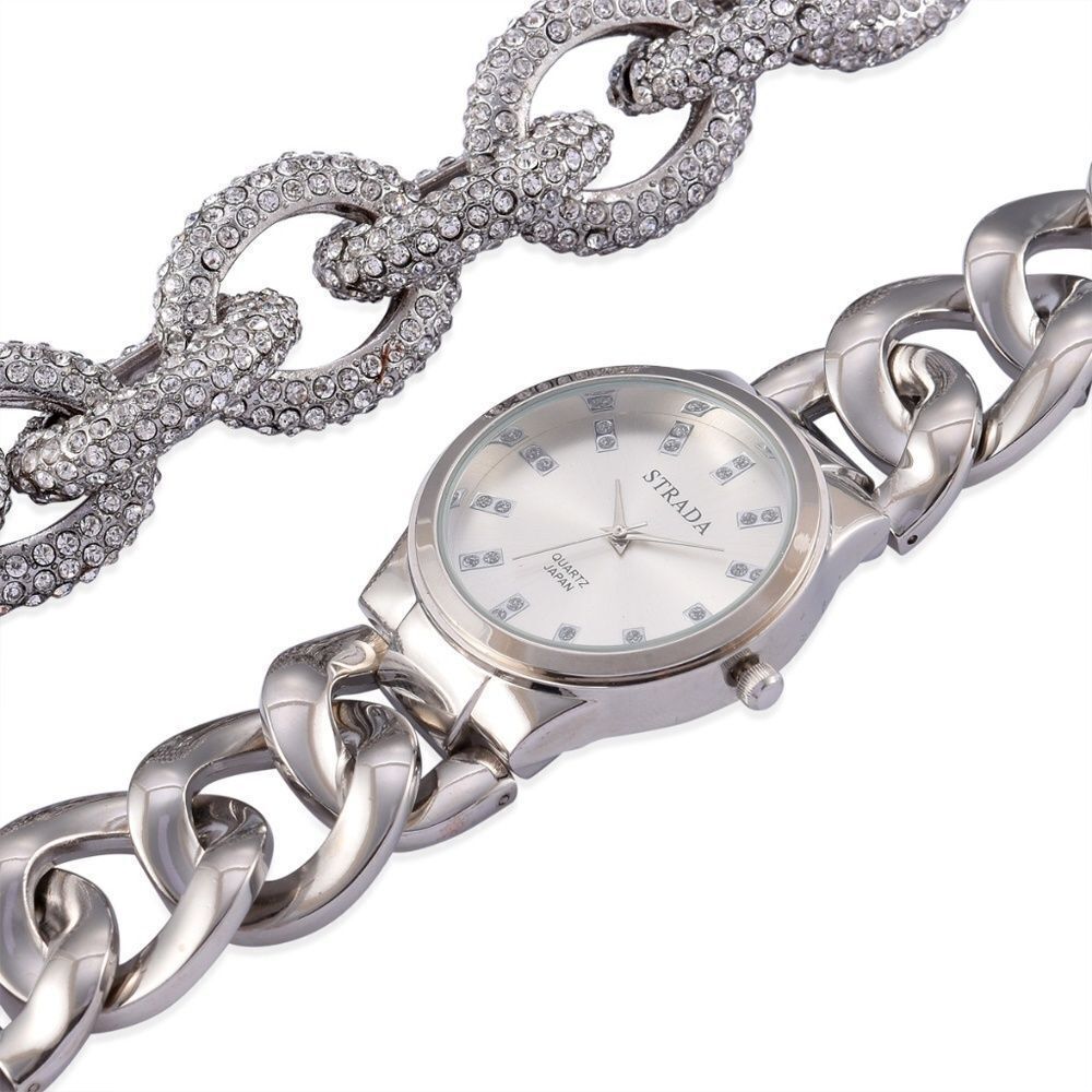 STRADA Austrian Crystal Watch and Bracelet